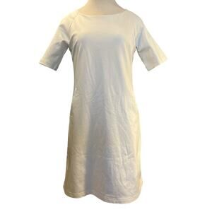 Brass Retro Inspired Shift Dress Pull On Pockets Sz S Cream Capsule Mad Men Mod